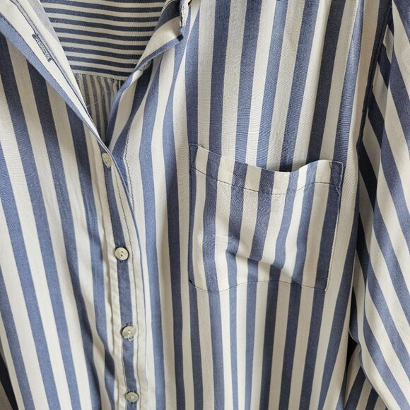 Jane + Delancey Woman Size L Rayon Varied Stripes Button Up Tunic Button Back - Picture 4 of 8